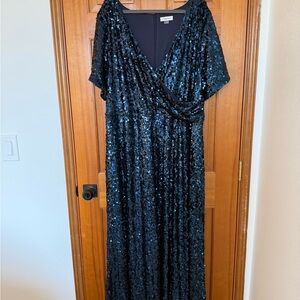 Calvin Klein Navy Sequin Maxi Dress